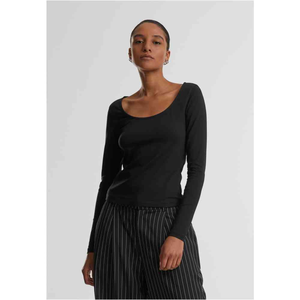 Urban Classics - Wide Neck Top à manches longues - Noir